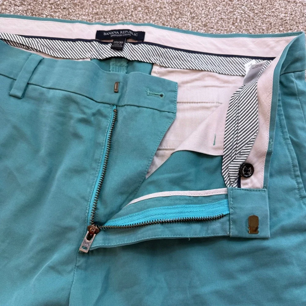 Banana Republic Emerson Chino Mens 33x30 Seafoam Green Pants Trousers Office‎